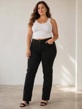 Levis 525 Perfect Waist Straight Leg Black Jeans Womens Size 12 Mid Rise Denim